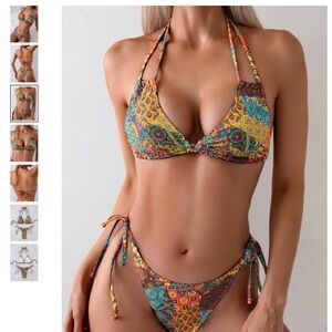 🌸Boho Chic Multicolor Bikini Set🧡💙